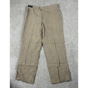 Tollegno 1900 Trouser Mens 36 Beige Straight Leg Linen Pants Italy Made *34x29.5
